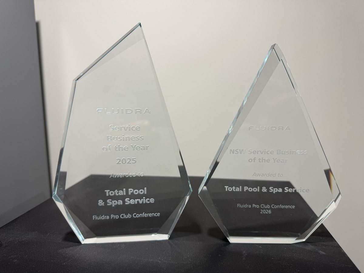 Fluidra Service Business of the Year trophies 2025 and NSW 2026